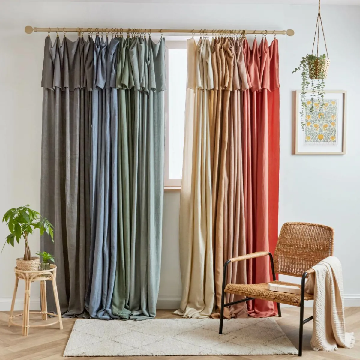 EMINZA Rideau lyocell Tencel™ ajustable (140 x max 270 cm) Olivia Vert Eucalyptus Best
