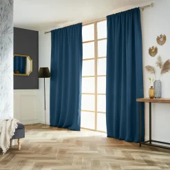 EMINZA Rideau obscurcissant galon fronceur (140 x 260 cm) Dark Bleu pétrole Discount