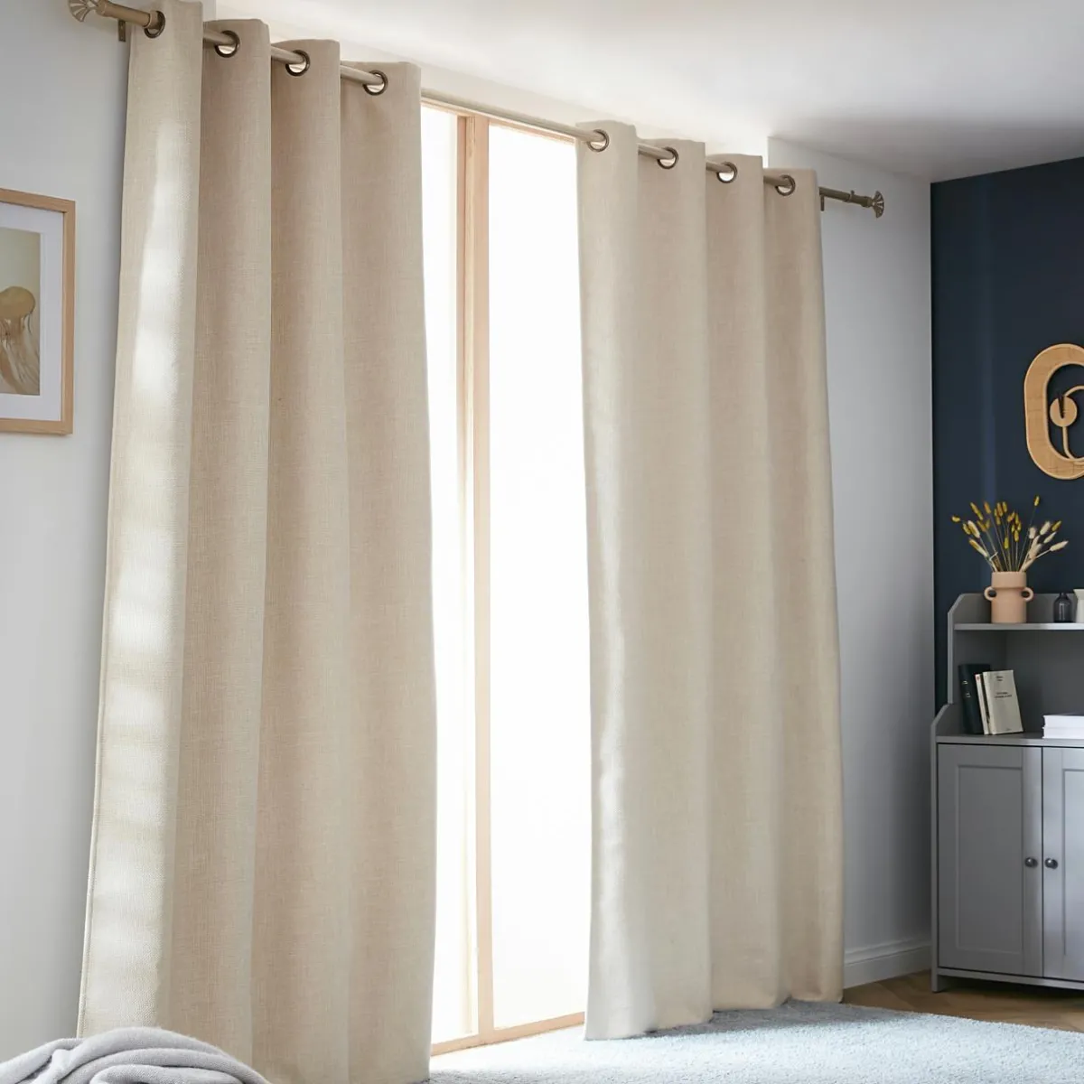 EMINZA Rideau obscurcissant thermique (140 x 240 cm) Alba grège Beige New