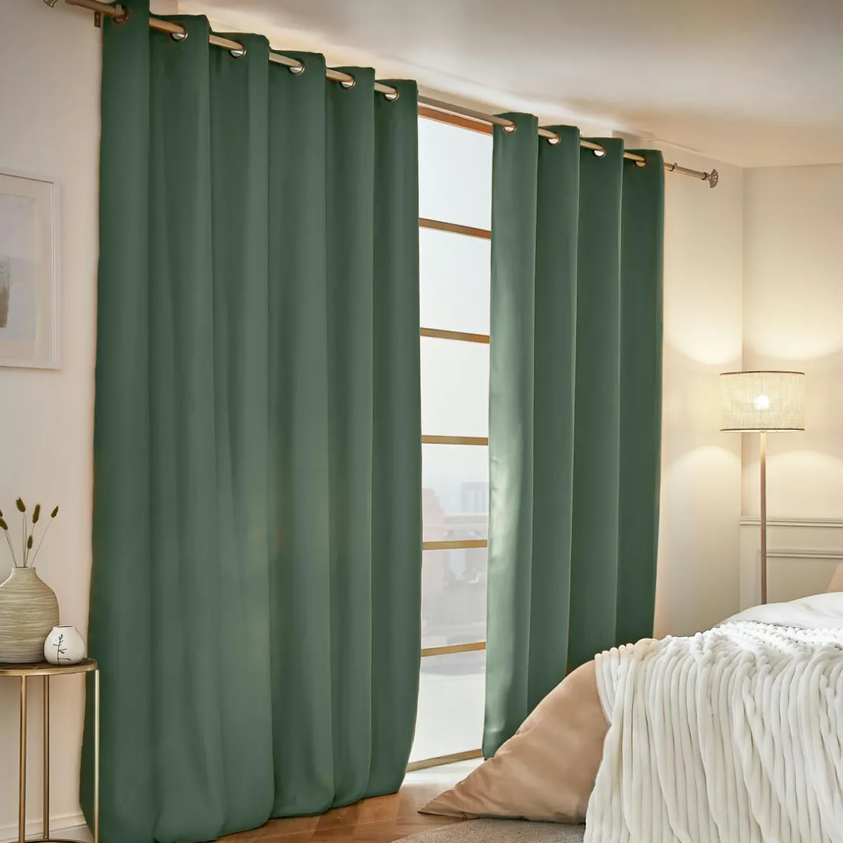 EMINZA Rideau obscurcissant thermique (180 x 260 cm) Calore Vert romarin Discount