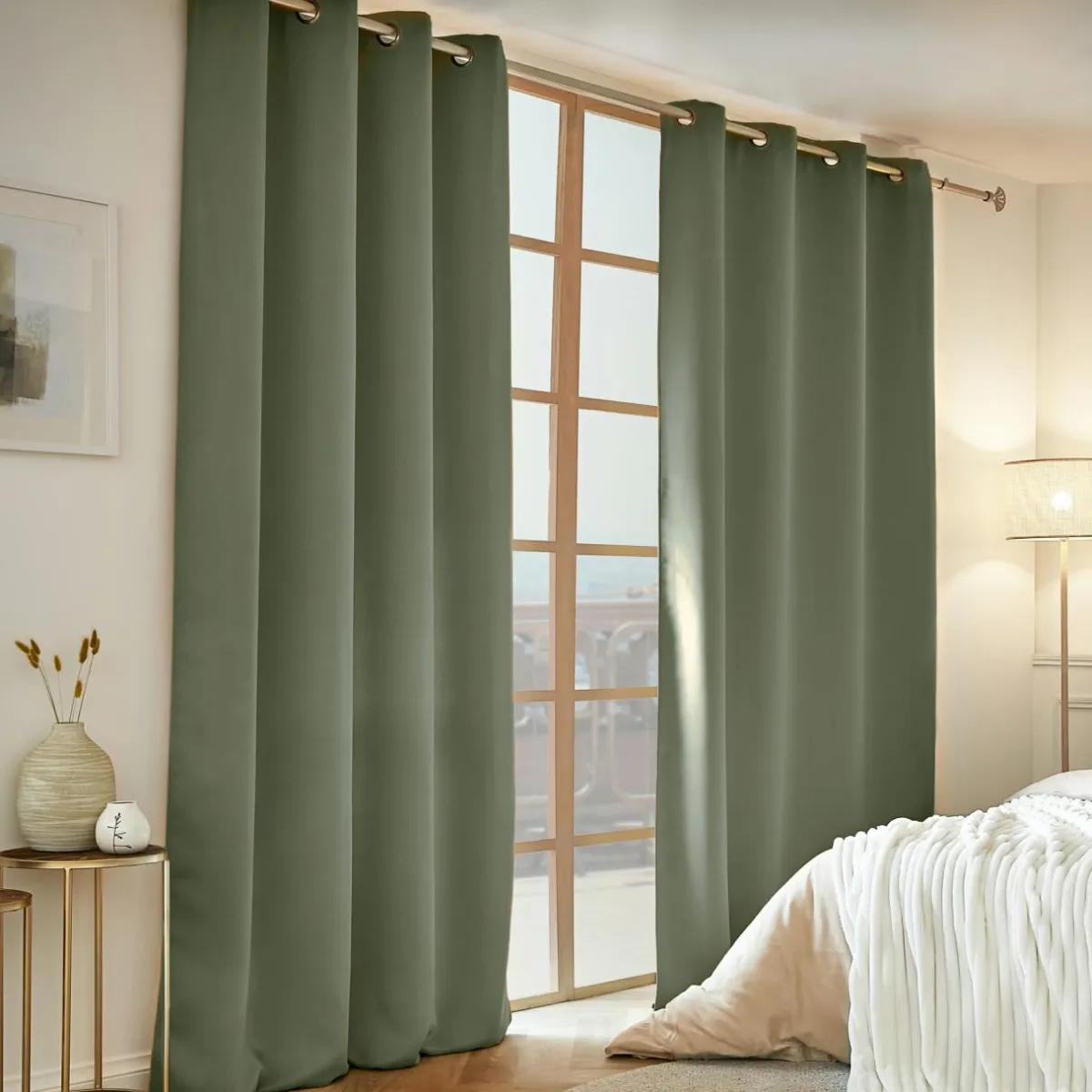 EMINZA Rideau obscurcissant thermique (140 x 280 cm) Calore Vert kaki Hot