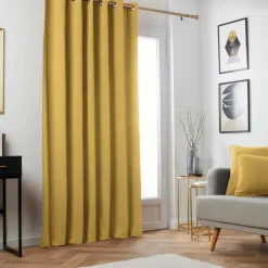EMINZA Rideau obscurcissant thermique (180 x 260 cm) Minuit Jaune ocre Clearance