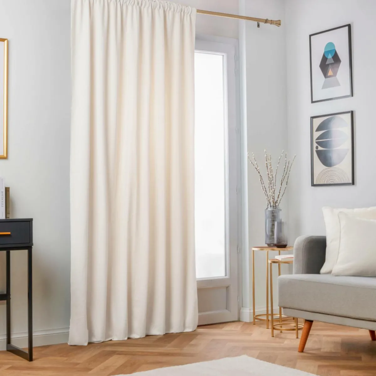 EMINZA Rideau obscurcissant thermique galon fronceur (280 x 240 cm) Minuit sable Beige Best