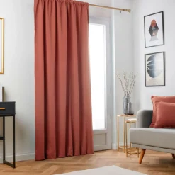 EMINZA Rideau obscurcissant thermique galon fronceur (140 x 240 cm) Minuit Terracotta Discount