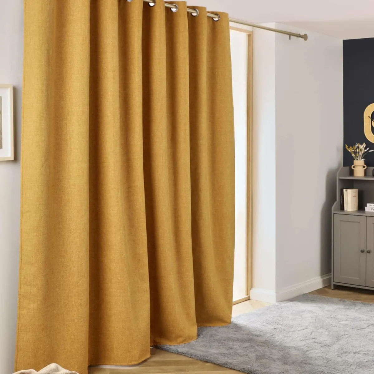 EMINZA Rideau obscurcissant thermique (280 x 240 cm) Alba Jaune moutarde Online