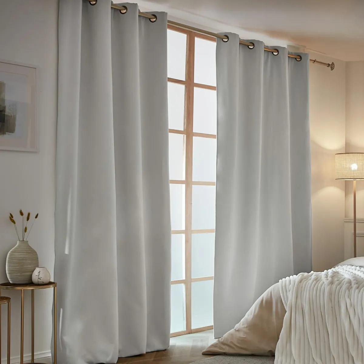 EMINZA Rideau obscurcissant thermique (140 x 280 cm) Calore Gris clair
