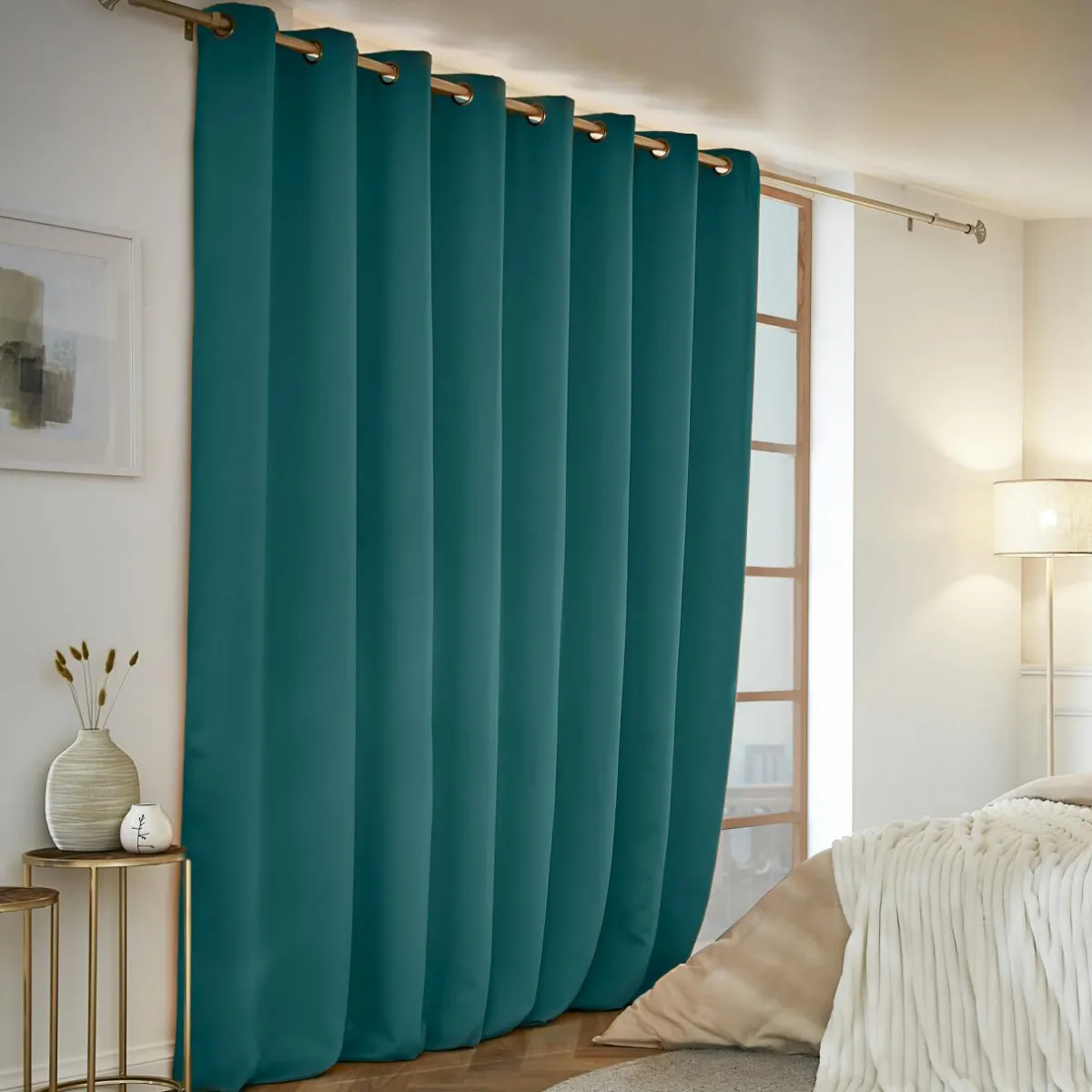 EMINZA Rideau obscurcissant thermique (280 x 260 cm) Calore Bleu canard Hot