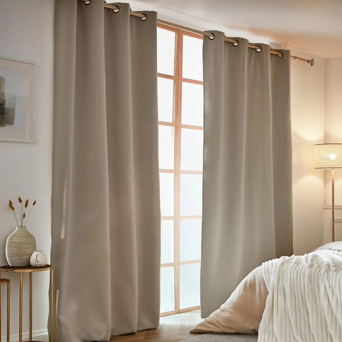 EMINZA Rideau obscurcissant thermique (140 x 240 cm) Calore Taupe Outlet