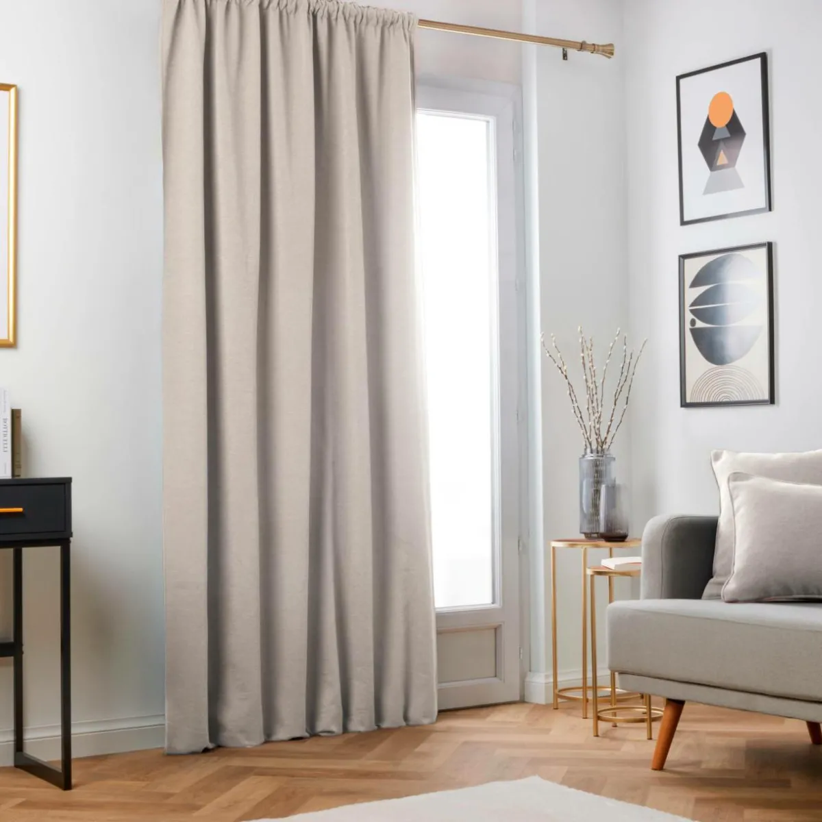 EMINZA Rideau obscurcissant thermique galon fronceur (140 x 240 cm) Minuit Taupe New