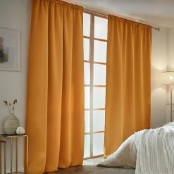 EMINZA Rideau obscurcissant thermique galon fronceur (140 x 240 cm) Calore Jaune moutarde Best