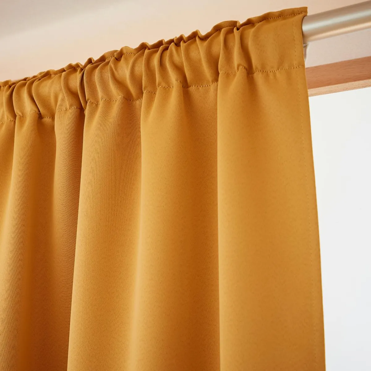 EMINZA Rideau obscurcissant thermique galon fronceur (140 x 240 cm) Calore Jaune moutarde Best