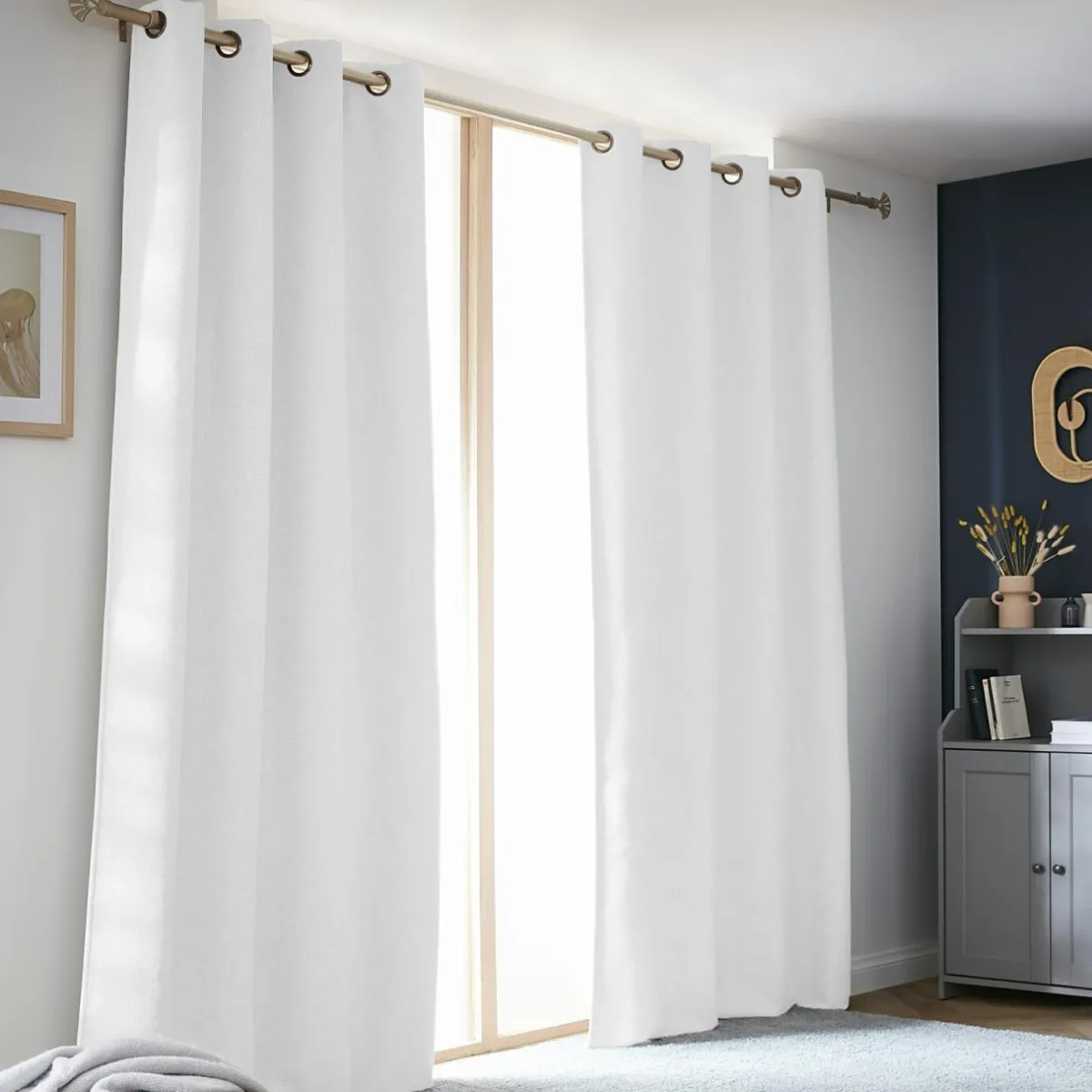 EMINZA Rideau obscurcissant thermique (140 x 280 cm) Alba perle Blanc Discount
