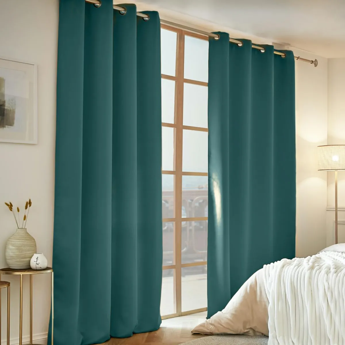 EMINZA Rideau obscurcissant thermique (140 x 280 cm) Calore Bleu canard Best