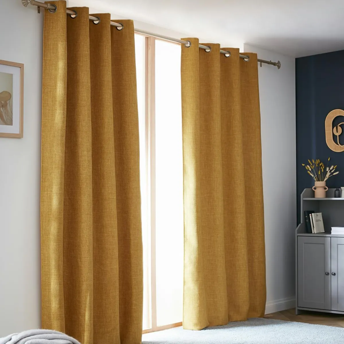 EMINZA Rideau obscurcissant thermique (140 x 280 cm) Alba Jaune moutarde Clearance