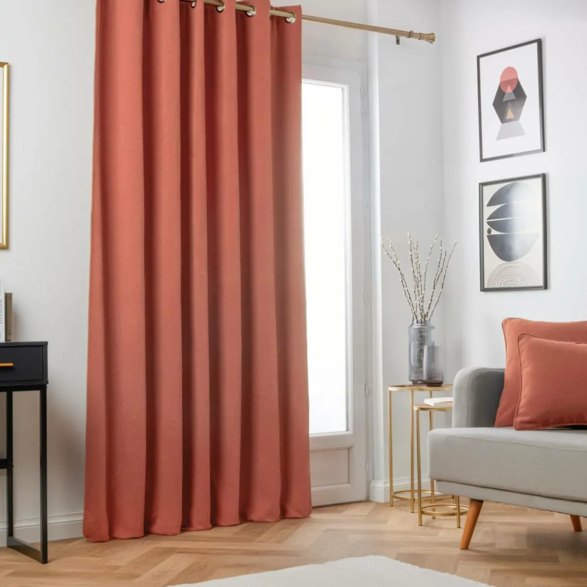 EMINZA Rideau obscurcissant thermique (140 x 240 cm) Minuit Terracotta Discount