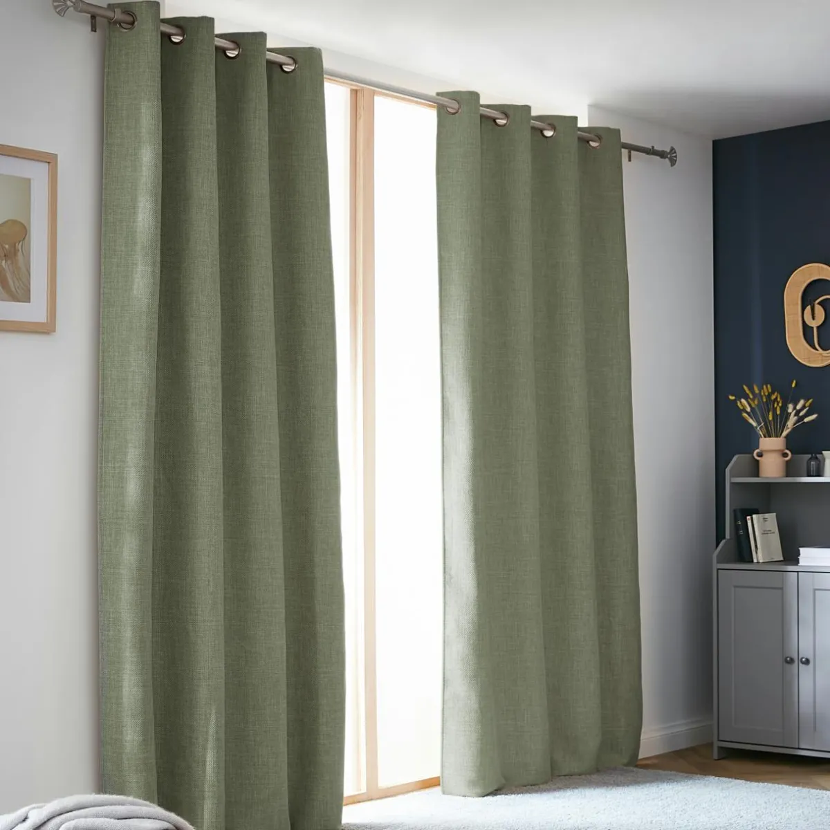 EMINZA Rideau obscurcissant thermique (140 x 240 cm) Alba Vert romarin New