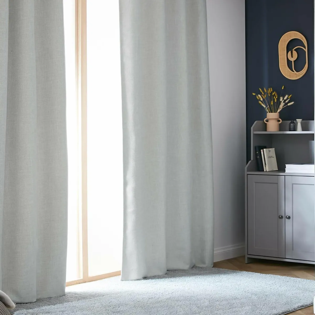 EMINZA Rideau obscurcissant thermique galon fronceur (140 x 240 cm) Alba Gris Clearance