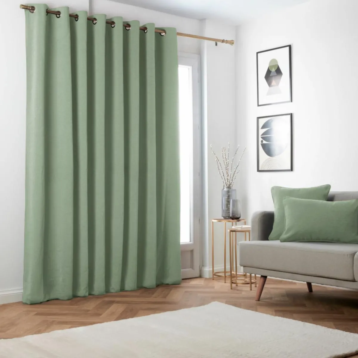 EMINZA Rideau obscurcissant thermique (280 x 240 cm) Minuit Vert kaki Clearance