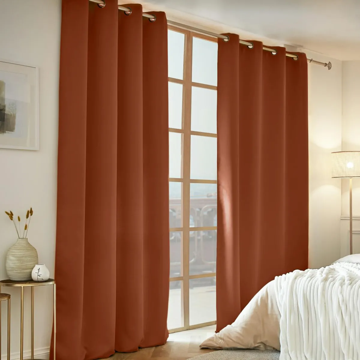EMINZA Rideau obscurcissant thermique (140 x 240 cm) Calore Terracotta Sale