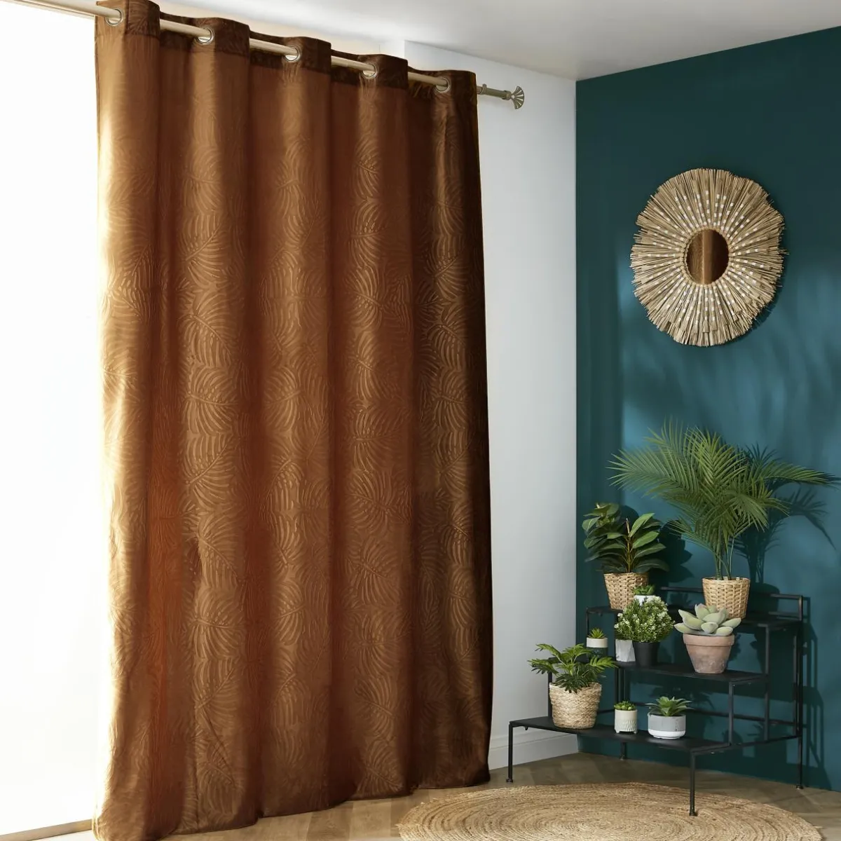 EMINZA Rideau obscurcissant velours (180 x 260 cm) Fern Camel New
