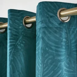 EMINZA Rideau obscurcissant velours (140 x 180 cm) Fern Bleu pétrole Outlet