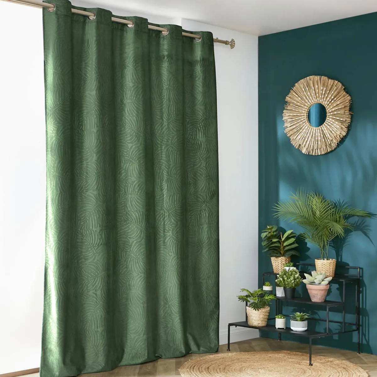 EMINZA Rideau obscurcissant velours (180 x 260 cm) Fern Vert romarin Clearance
