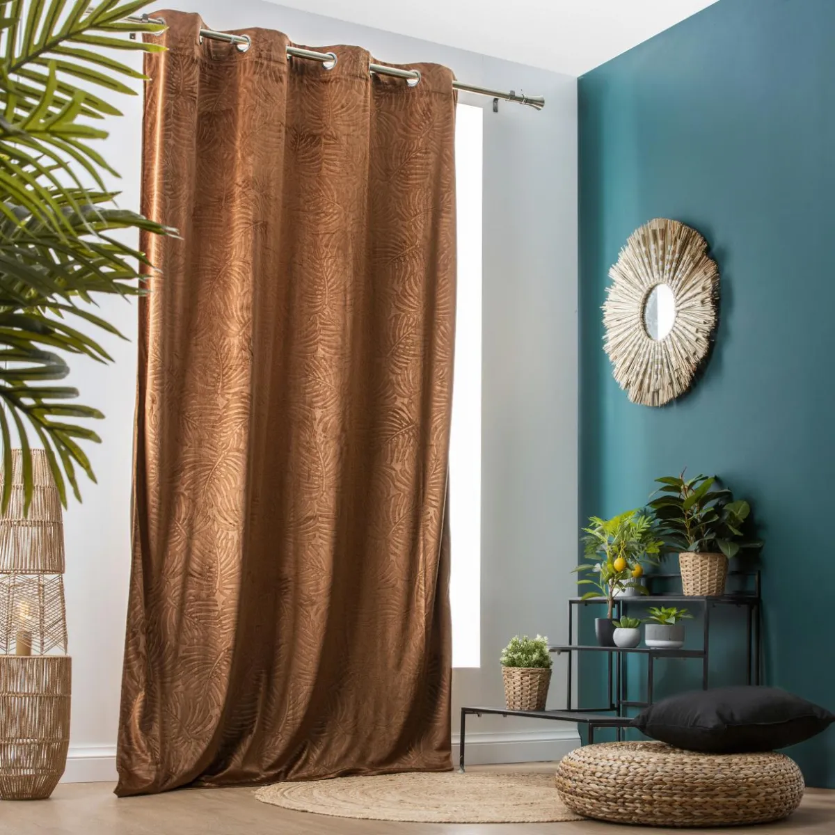 EMINZA Rideau obscurcissant velours (140 x 280 cm) Fern Camel Sale