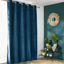 EMINZA Rideau obscurcissant velours (180 x 260 cm) Fern Bleu marine Hot