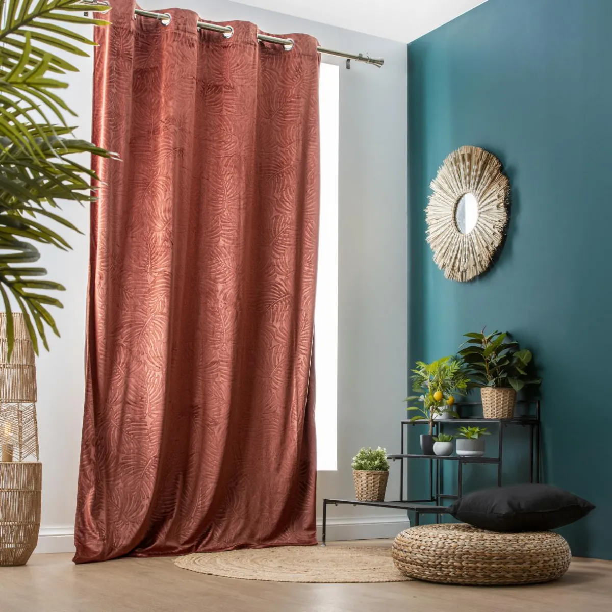 EMINZA Rideau obscurcissant velours (140 x 240 cm) Fern Terracotta Online