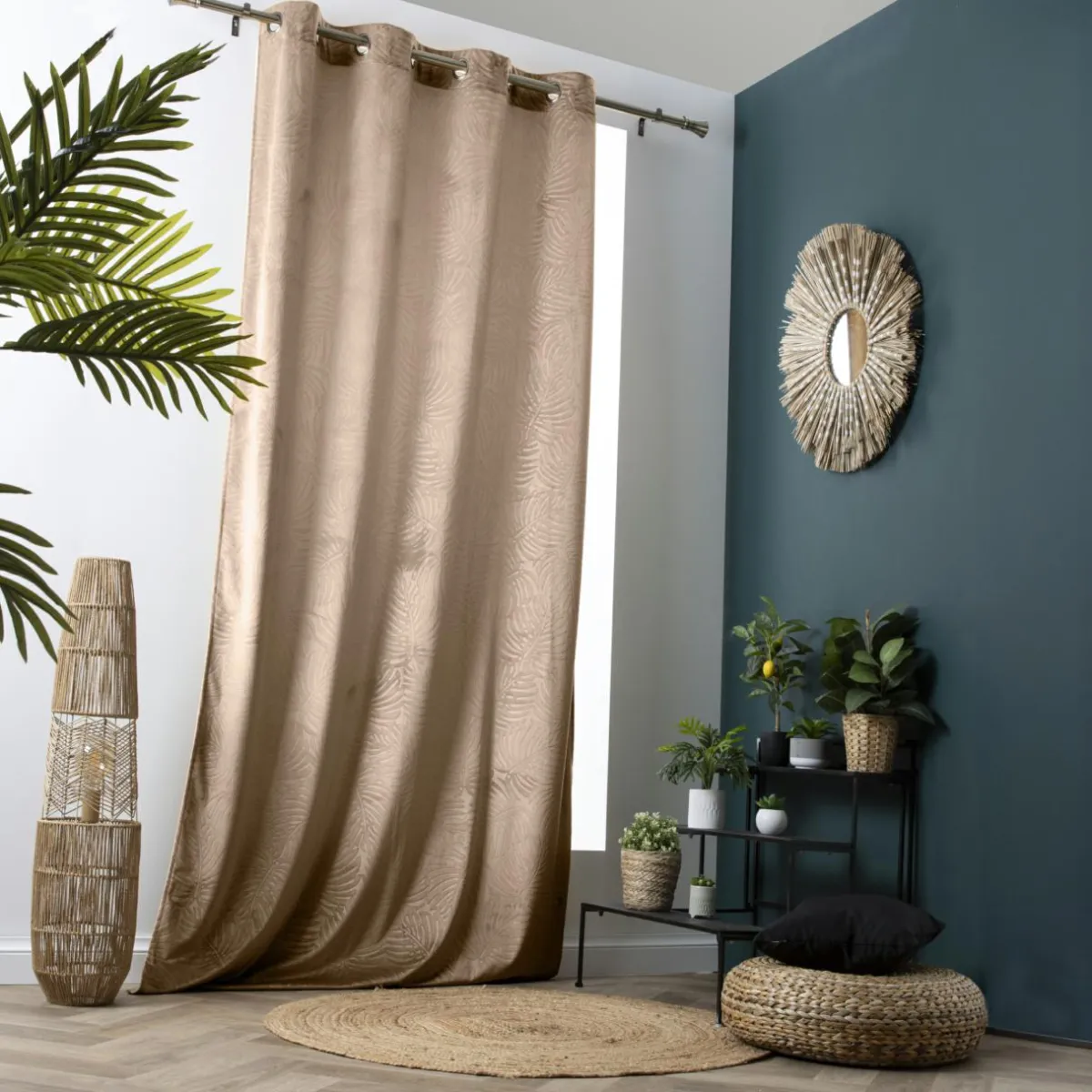 EMINZA Rideau obscurcissant velours (140 x 240 cm) Fern Taupe