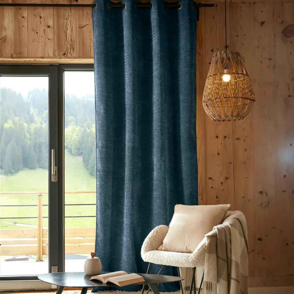 EMINZA Rideau occultant isolant Total Blackout (140 x 240 cm) Magnus Bleu nuit Hot