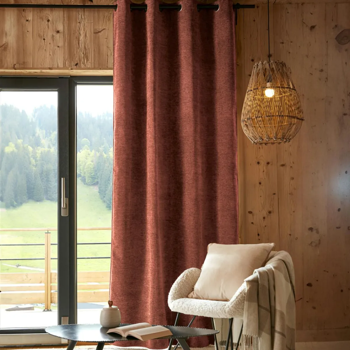 EMINZA Rideau occultant isolant Total Blackout (140 x 240 cm) Magnus Terracotta Clearance