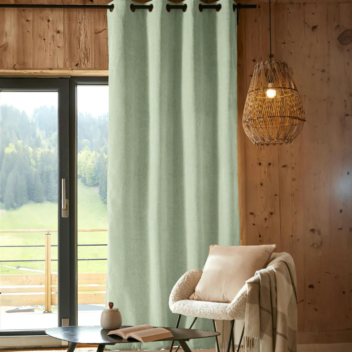 EMINZA Rideau occultant isolant Total Blackout (140 x 240 cm) Magnus Vert Eucalyptus Hot