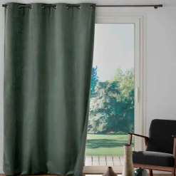 douceur d'intu017drieur Rideau occultant velours (140 x 260 cm) Olympe Vert kaki