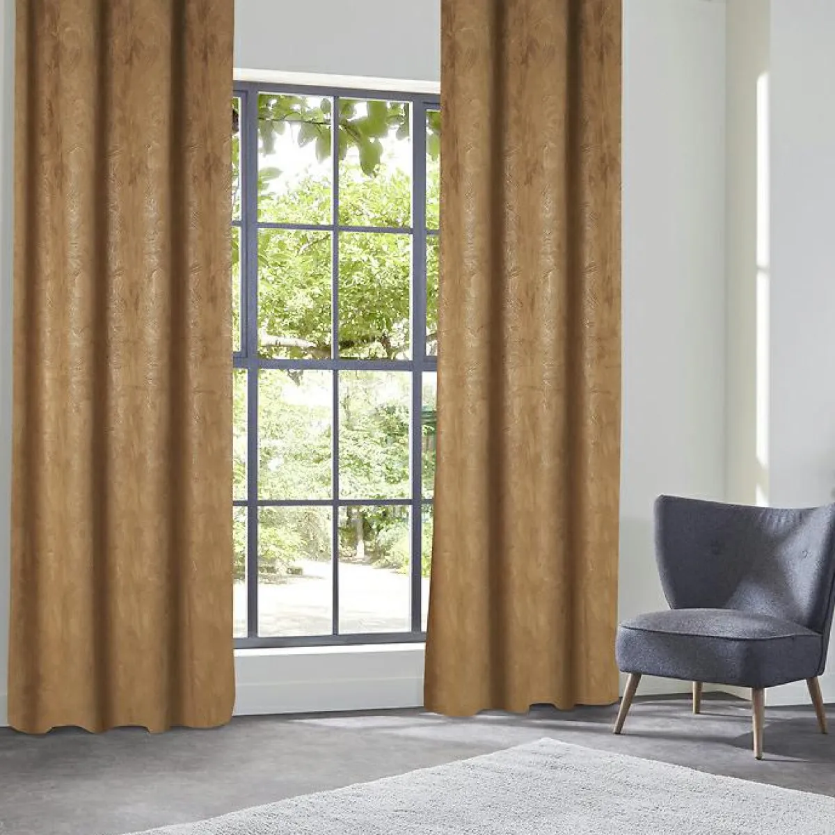 Atmosphera, cru017dateur d'intu017drieur Rideau occultant velours (135 x 260 cm) Fuji Marron Cannelle New