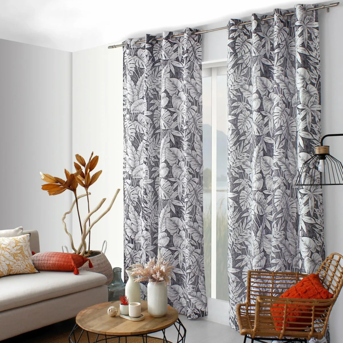 ENJOY HOME Rideau oeillets (135 x 240 cm) Bundi Gris foncé Sale