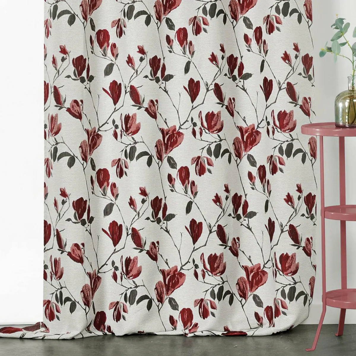 LINDER Rideau oeillets (135 x 250 cm) Magnolia Rouge Sale