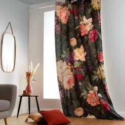 LINDER Rideau oeillets (145 x 250 cm) Pivoine Rouge New