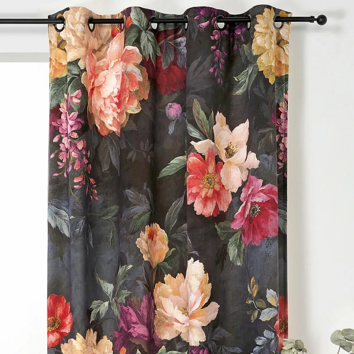 LINDER Rideau oeillets (145 x 250 cm) Pivoine Rouge New