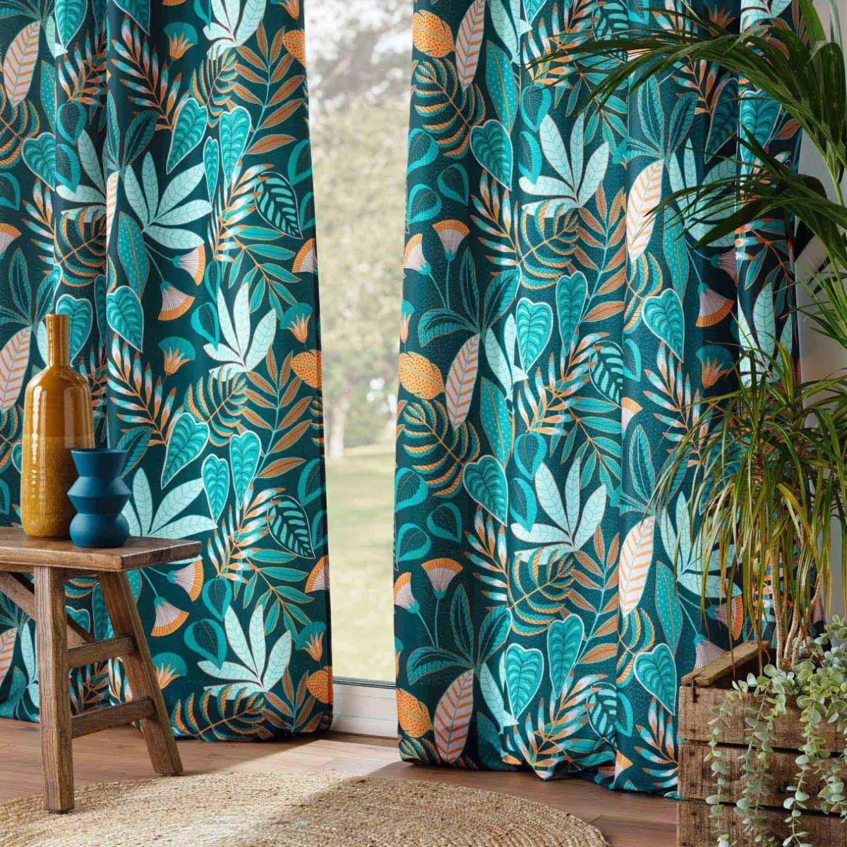 DOUCEUR D'INTERIEUR Rideau oeillets (140 x 280 cm) Tilda Vert Discount