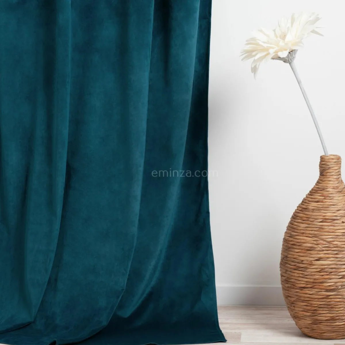 ATMOSPHERA Rideau oeillets (140 X 260 cm) Velours Bleu pétrole Hot
