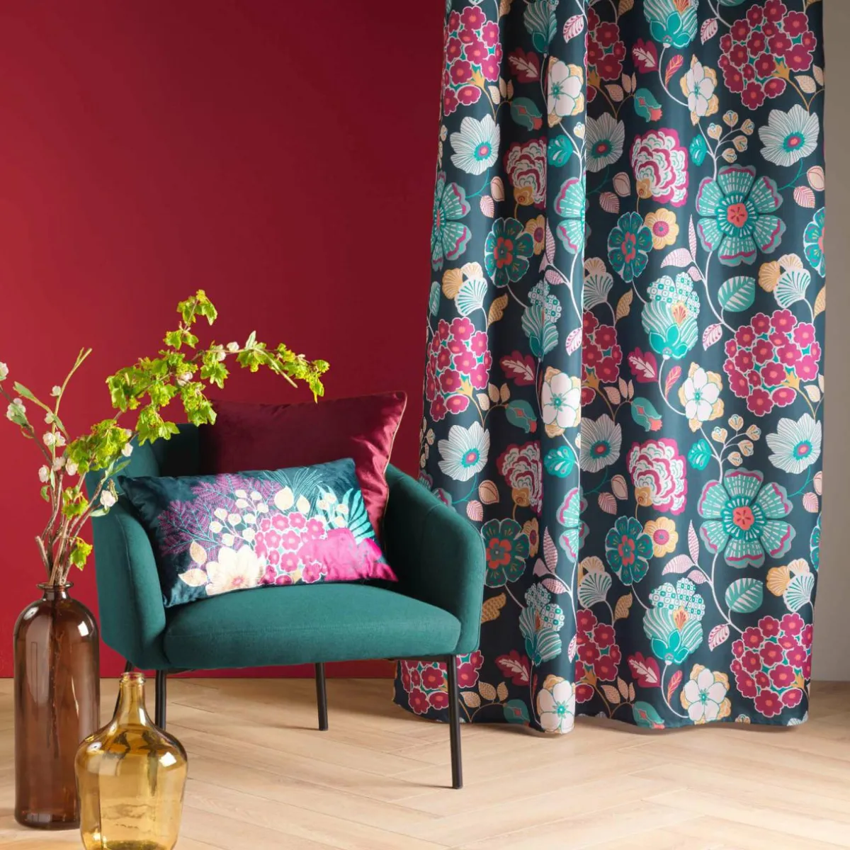 DOUCEUR D'INTERIEUR Rideau oeillets (140 x 260 cm) Winteria Bleu canard Outlet