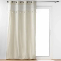 DOUCEUR D'INTERIEUR Rideau oeillets pompons (140 x 240 cm) Isalina Blanc Hot