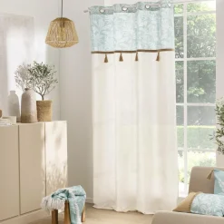 douceur d'intu017drieur Rideau polycoton (140 x 240 cm) Hera Bleu Discount