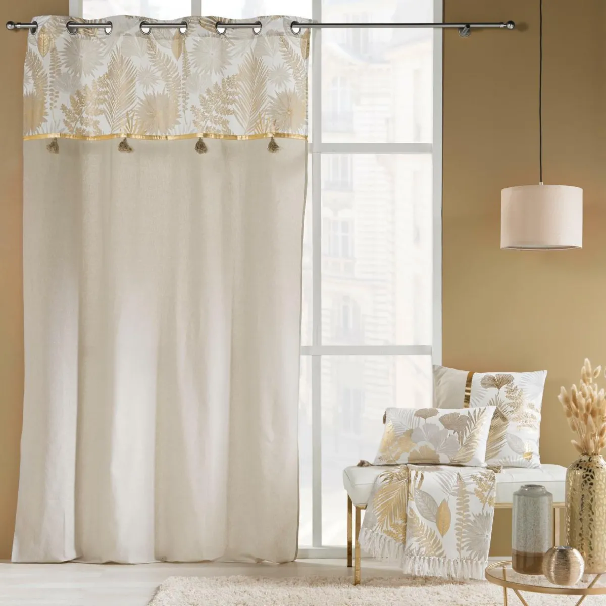douceur d'intu017drieur Rideau polycoton (140 x 240 cm) Melisse Beige Clearance
