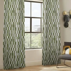 Atmosphera, cru017dateur d'intu017drieur Rideau tissé (140 x 260 cm) Leyna Vert kaki Sale
