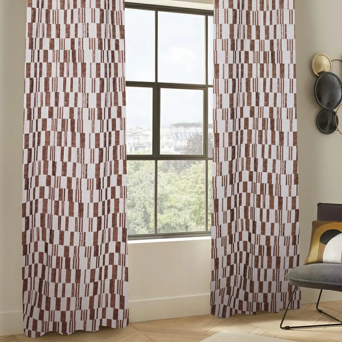 Atmosphera, cru017dateur d'intu017drieur Rideau tissé (140 x 260 cm) Leyna Terracotta New
