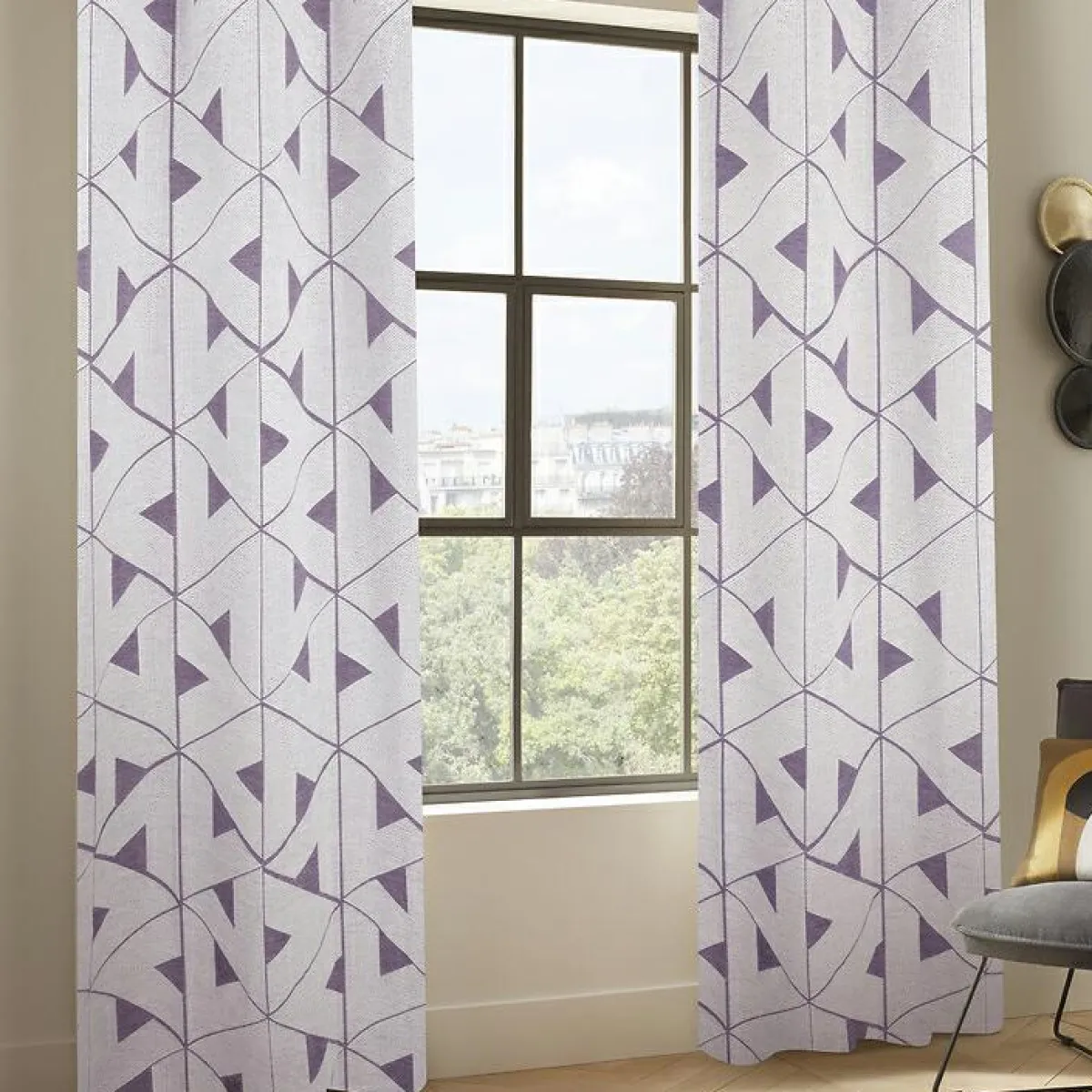 Atmosphera, cru017dateur d'intu017drieur Rideau tissé (140 x 260 cm) Maloé clair Violet New