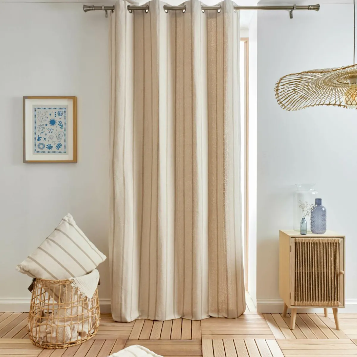 EMINZA Rideau toile de coton (135 x 260 cm) Ocealys Beige