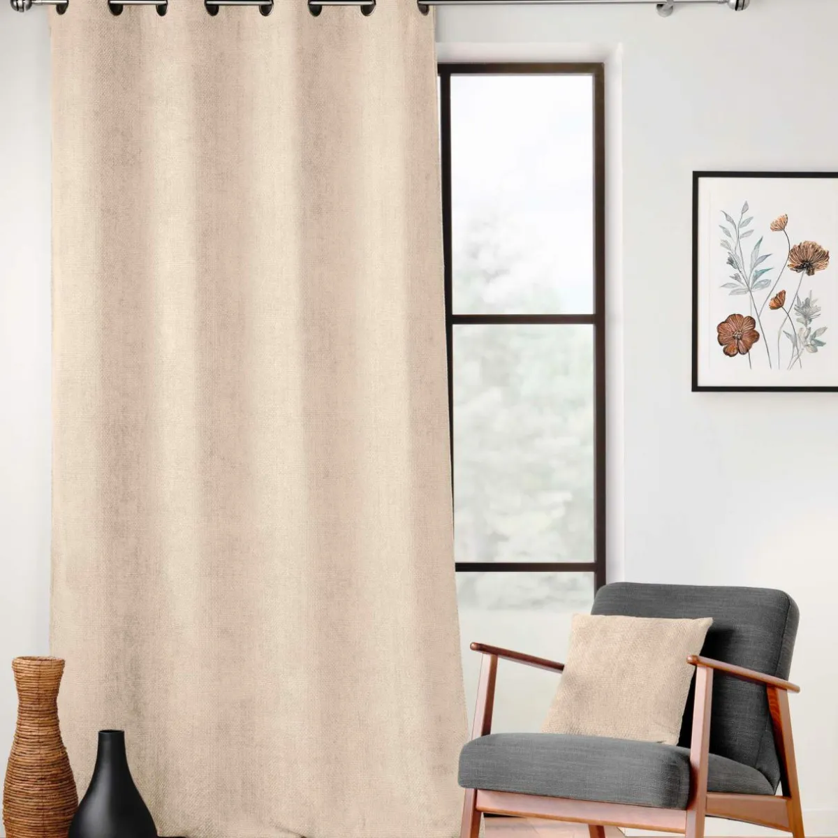 douceur d'intu017drieur Rideau velours chenille (140 x 260 cm) Leo Ecru Hot